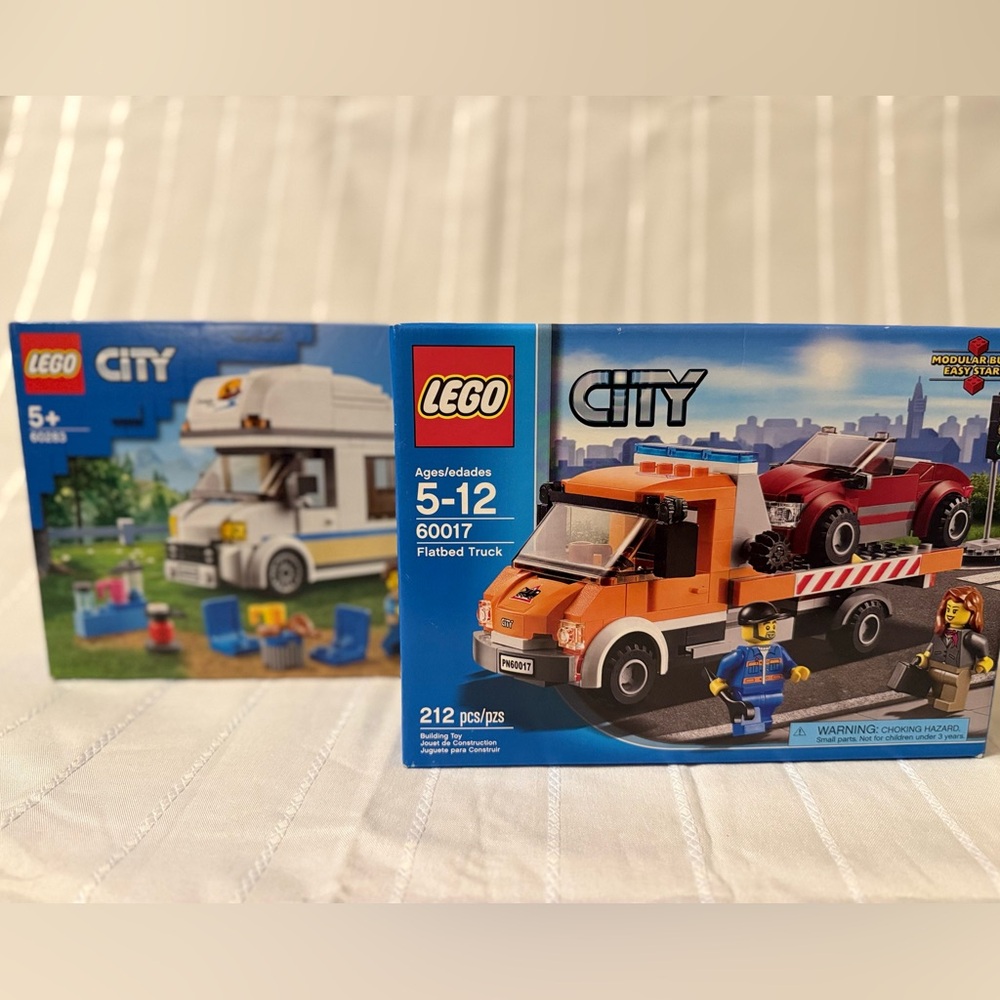 LEGO CITY Bundle: Flatbed Truck (60017) & Holiday Camper Van (60283) sets